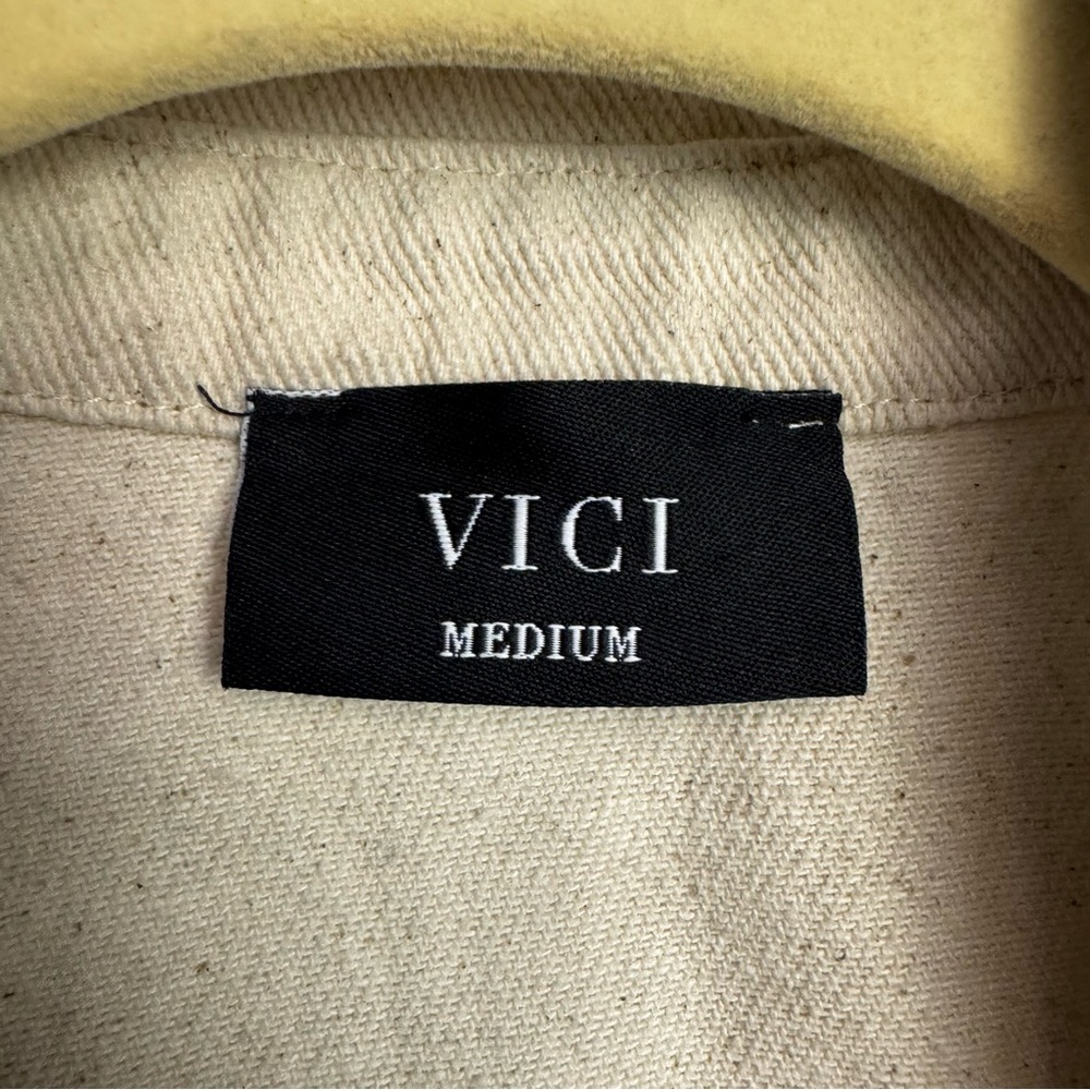 Vici neutral beige safari zip up sleeveless mini dress medium bodycon retro chic - Picture 6 of 7